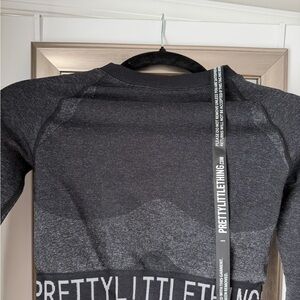 PrettyLittleThing Charcoal Black Seamless Long Sleeve Crop Top